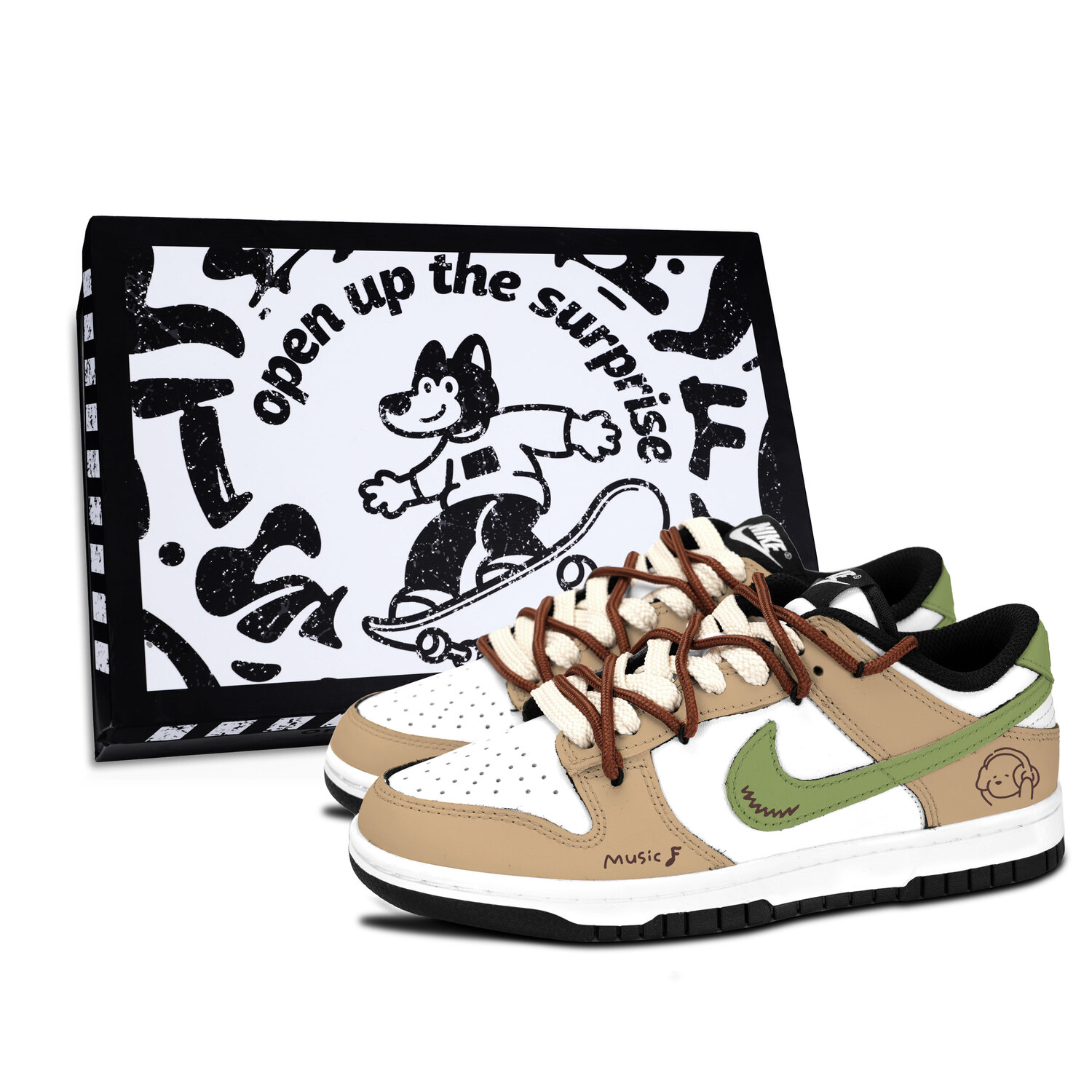 Nike Данки черно-белые, коричнево-зеленые веселые милые устойчивые к истиранию противоскользящие низкие скейтбордские кроссовки унисекс цвета хаки, цвет Khaki
Nike Данки черно-белые, коричнево-зеленые веселые милые устойчивые к истиранию противоскользящие низкие скейтбордские кроссовки унисекс цвета хаки, цвет Khaki