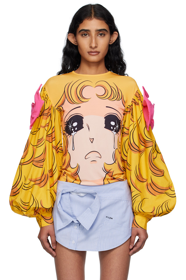 Футболка с бантом и пышными рукавами "Плачущая девочка" Pushbutton, желтый
Футболка с бантом и пышными рукавами "Плачущая девочка" Pushbutton, желтый