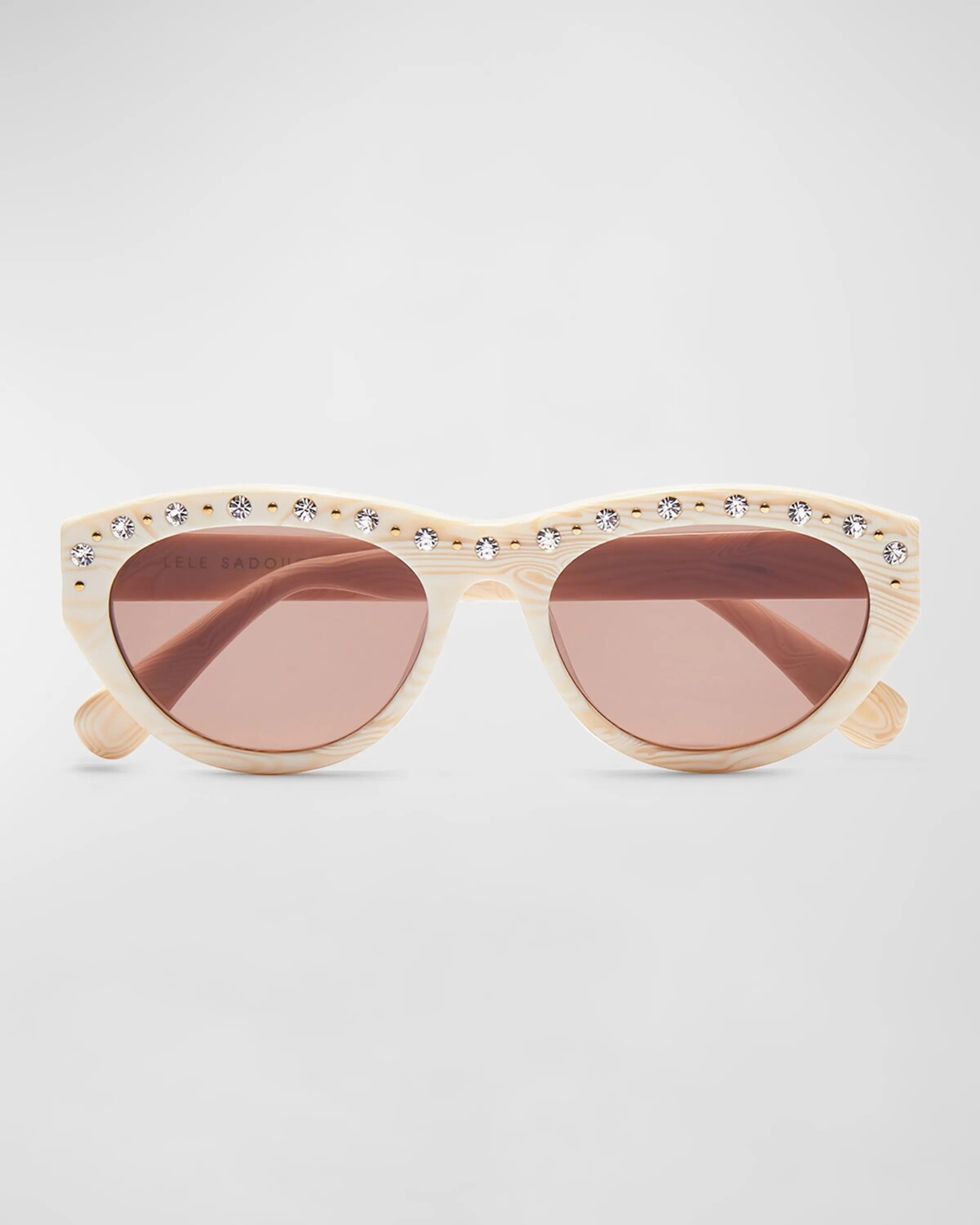 Солнцезащитные очки «кошачий глаз» из ацетата Memphis с украшением Lele Sadoughi, цвет Ivory Walnut
Солнцезащитные очки «кошачий глаз» из ацетата Memphis с украшением Lele Sadoughi, цвет Ivory Walnut