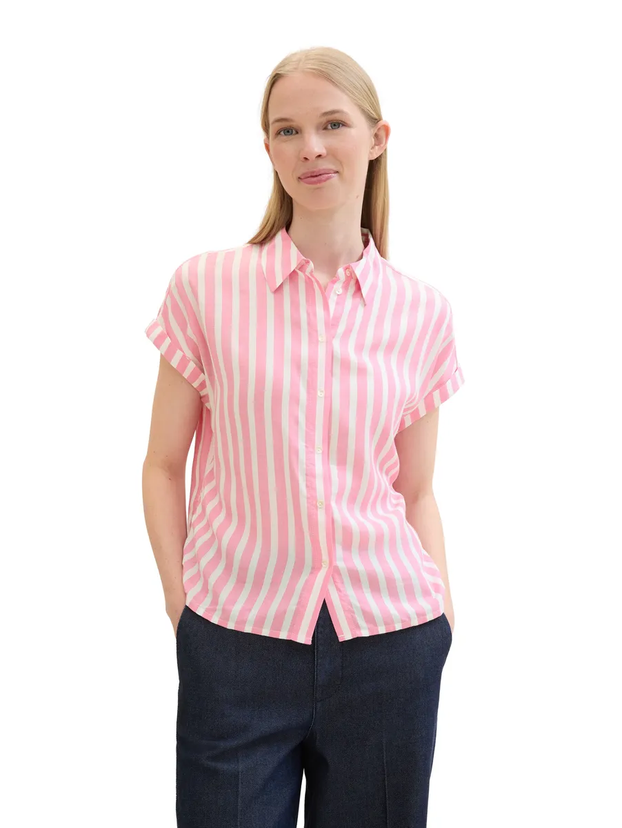 TOM TAILOR блузка с короткими рукавами и полосатым узором, цвет Pink Offwhite Stripe
TOM TAILOR блузка с короткими рукавами и полосатым узором, цвет Pink Offwhite Stripe