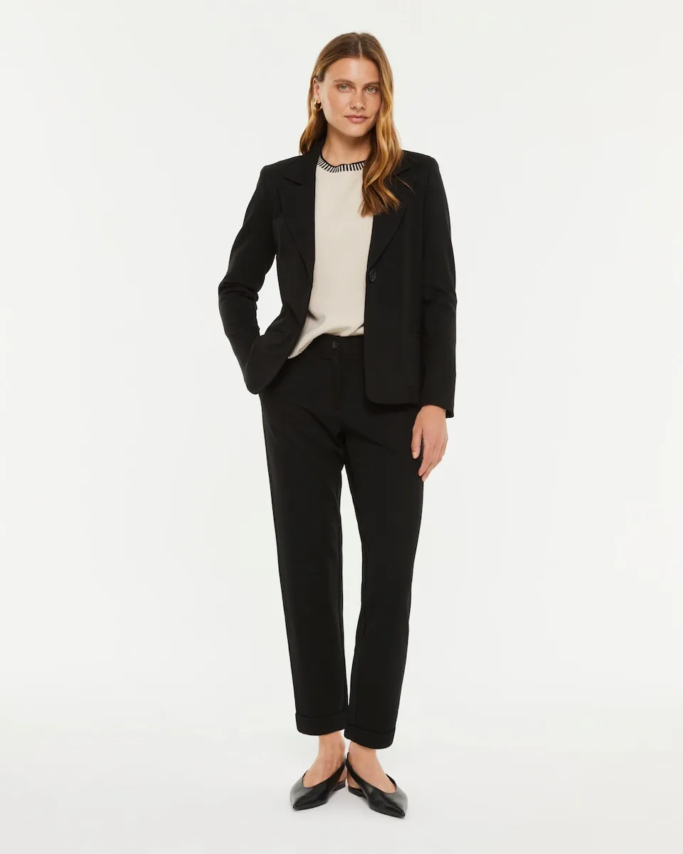 Женские прямые брюки из ткани рома с эластичной талией Paz Torras, черный
Женские прямые брюки из ткани рома с эластичной талией Paz Torras, черный