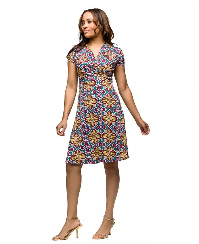 Женское платье с короткими рукавами до колена и V-образным вырезом на запах 24seven Comfort Apparel, мультиколор
Женское платье с короткими рукавами до колена и V-образным вырезом на запах 24seven Comfort Apparel, мультиколор