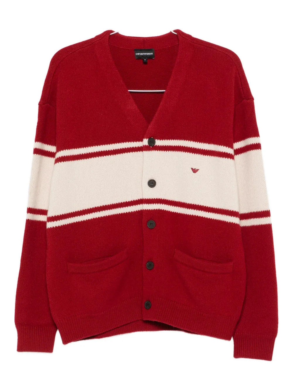 Полосатый шерстяной кардиган EMPORIO ARMANI, красный
Полосатый шерстяной кардиган EMPORIO ARMANI, красный
