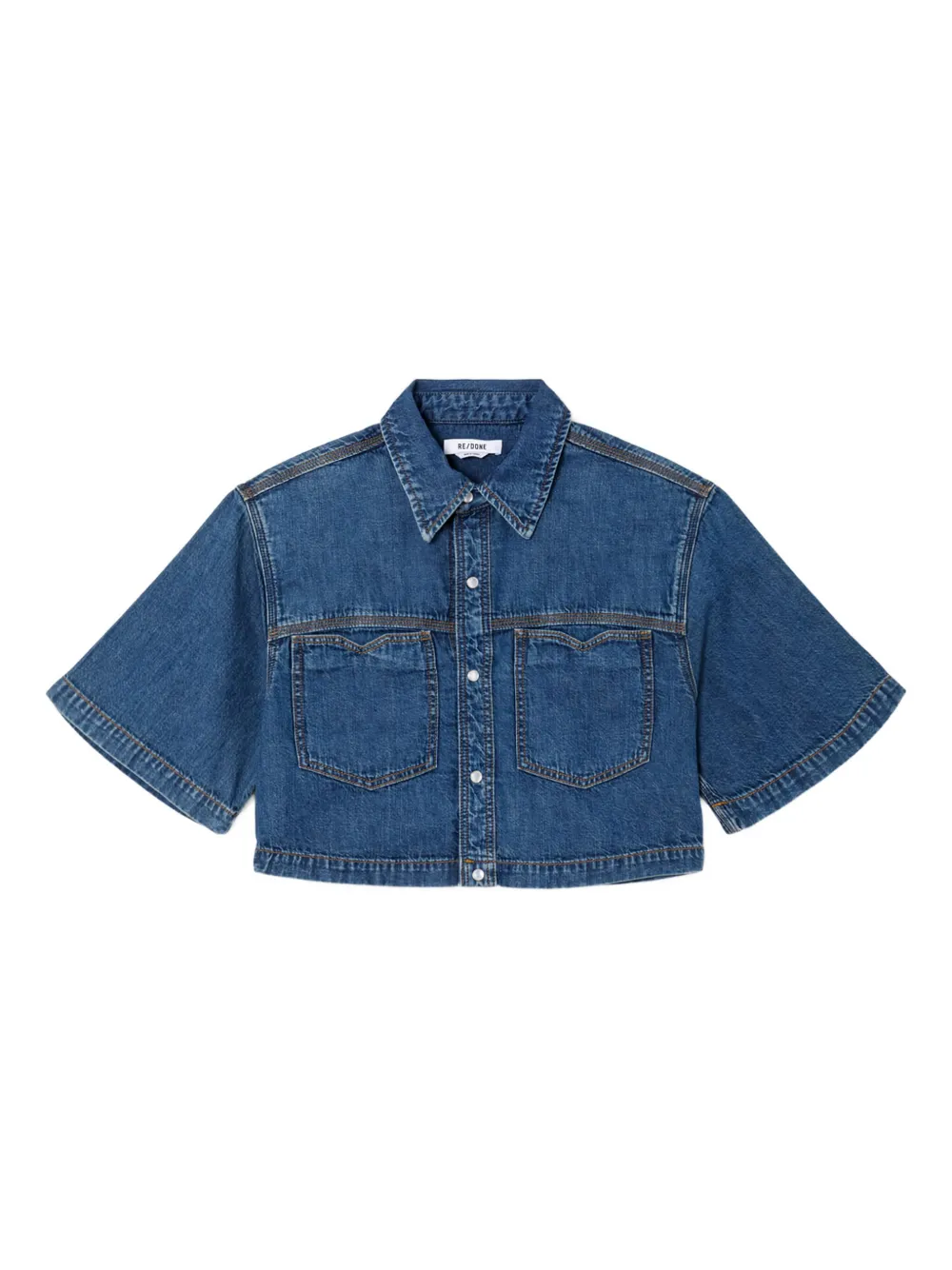 Укороченная рубашка с короткими рукавами и карманами RE/DONE, синий
Укороченная рубашка с короткими рукавами и карманами RE/DONE, синий