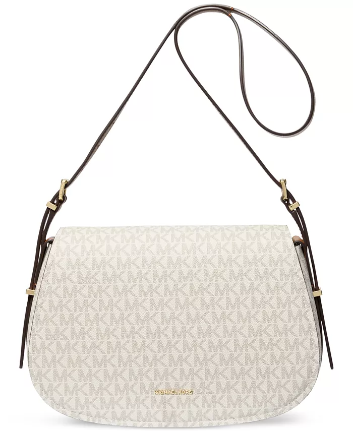 Лидия Сумка-мессенджер с клапаном и монограммой Small Michael Kors, белый 
Лидия Сумка-мессенджер с клапаном и монограммой Small Michael Kors, белый