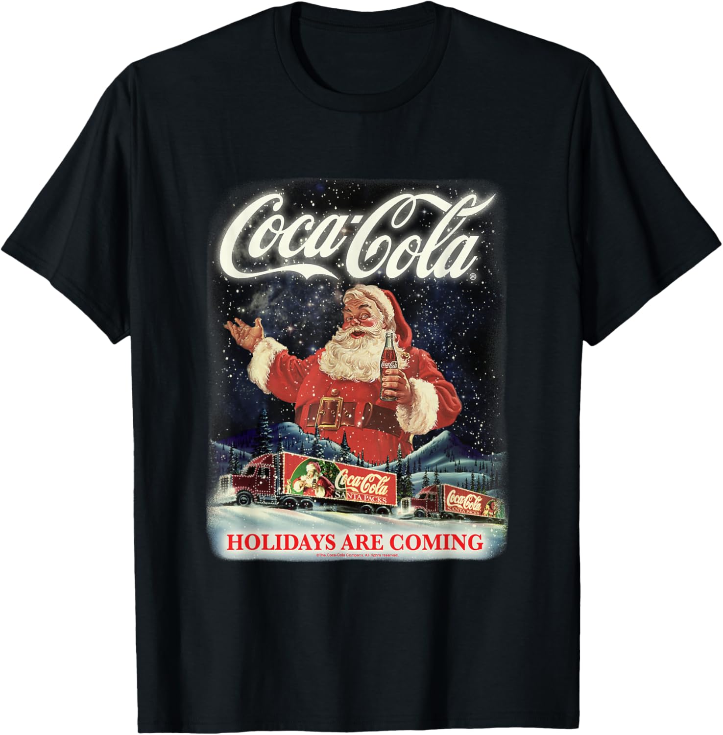 Рождественская футболка Coca-Cola Скоро праздник Санты, черная
Рождественская футболка Coca-Cola Скоро праздник Санты, черная