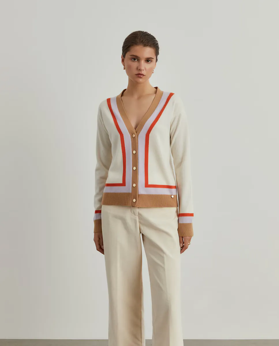 Короткий женский кардиган из полосатой шерсти Lion of Porches, кремовый
Короткий женский кардиган из полосатой шерсти Lion of Porches, кремовый