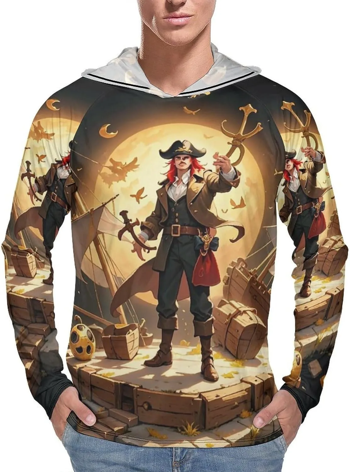 Мужская толстовка с капюшоном UPF 50+ для защиты от солнца, Pirate Golden Secret Sea, с длинным рукавом FHESDCW
Мужская толстовка с капюшоном UPF 50+ для защиты от солнца, Pirate Golden Secret Sea, с длинным рукавом FHESDCW