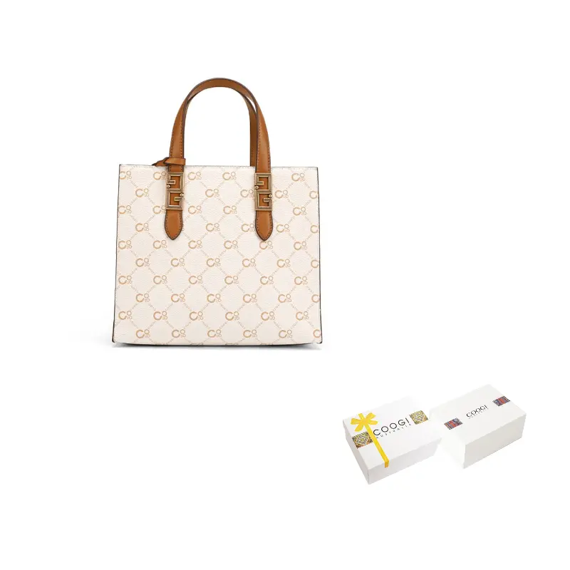 COOGI Сумка из искусственной кожи среднего размера женская бежевая и коричневая, Ecru 
COOGI Сумка из искусственной кожи среднего размера женская бежевая и коричневая, Ecru