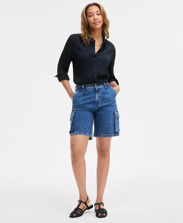 Женские джинсовые шорты-бермуды с высокой посадкой On 34th, синий
Женские джинсовые шорты-бермуды с высокой посадкой On 34th, синий