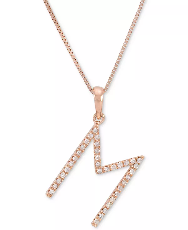 Ожерелье с кулоном-инициалом из 10-каратного розового золота с бриллиантом (1/10 карата), длина 16 дюймов + удлинитель 2 дюйма Macy'S, m
Ожерелье с кулоном-инициалом из 10-каратного розового золота с бриллиантом (1/10 карата), длина 16 дюймов + удлинитель 2 дюйма Macy'S, m