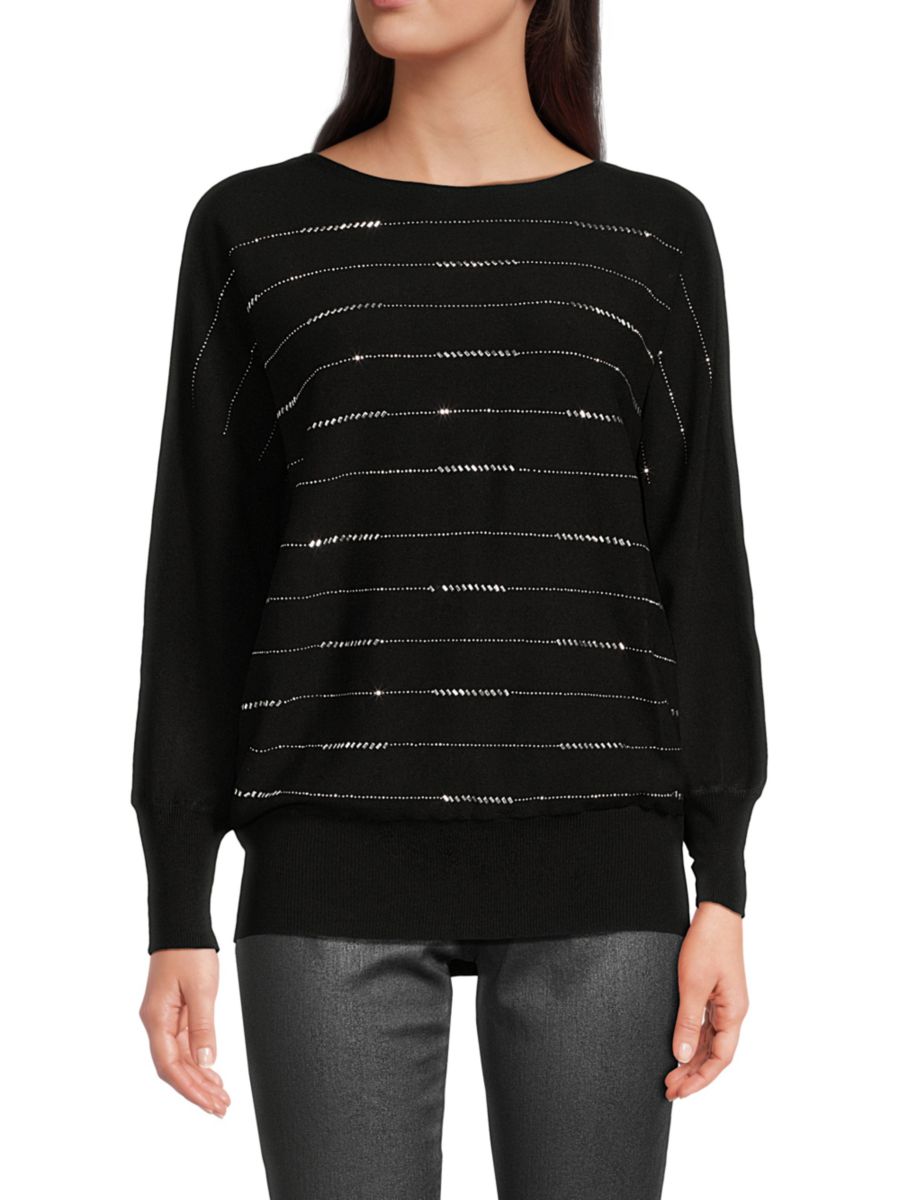 Свитер с рукавами летучая мышь с линейным декором Joseph A, черный
Свитер с рукавами летучая мышь с линейным декором Joseph A, черный