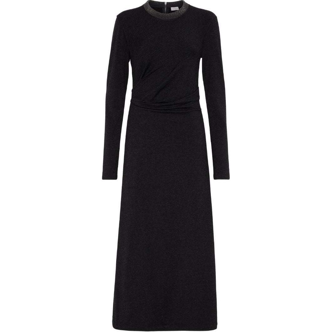 Платье-свитер с драпировкой Brunello Cucinelli, черный
Платье-свитер с драпировкой Brunello Cucinelli, черный