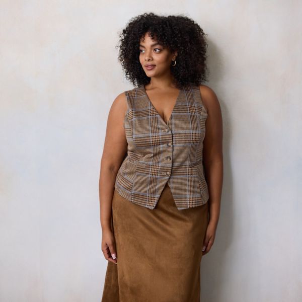 Удлиненный жилет с V-образным вырезом больших размеров Lc Lauren Conrad, цвет peri highland plaid 
Удлиненный жилет с V-образным вырезом больших размеров Lc Lauren Conrad, цвет peri highland plaid