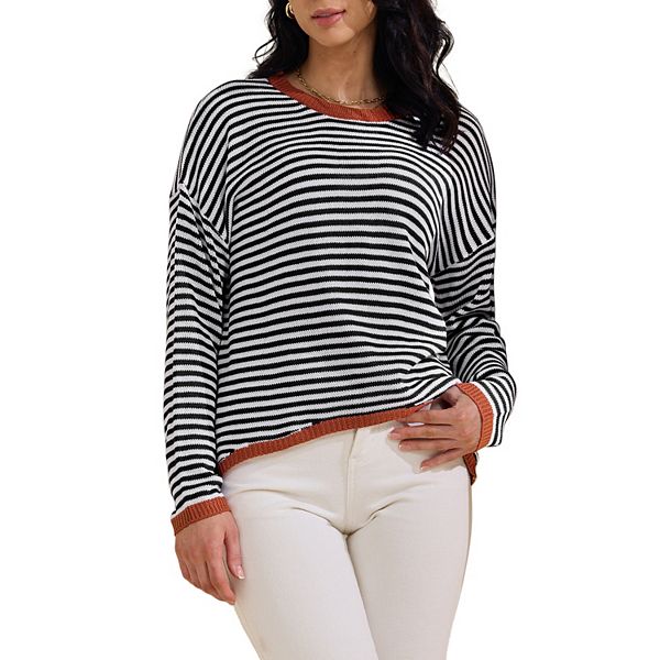 Женский полосатый свитер с асимметричным подолом и спущенным плечом Inspire Chic, Black
Женский полосатый свитер с асимметричным подолом и спущенным плечом Inspire Chic, Black