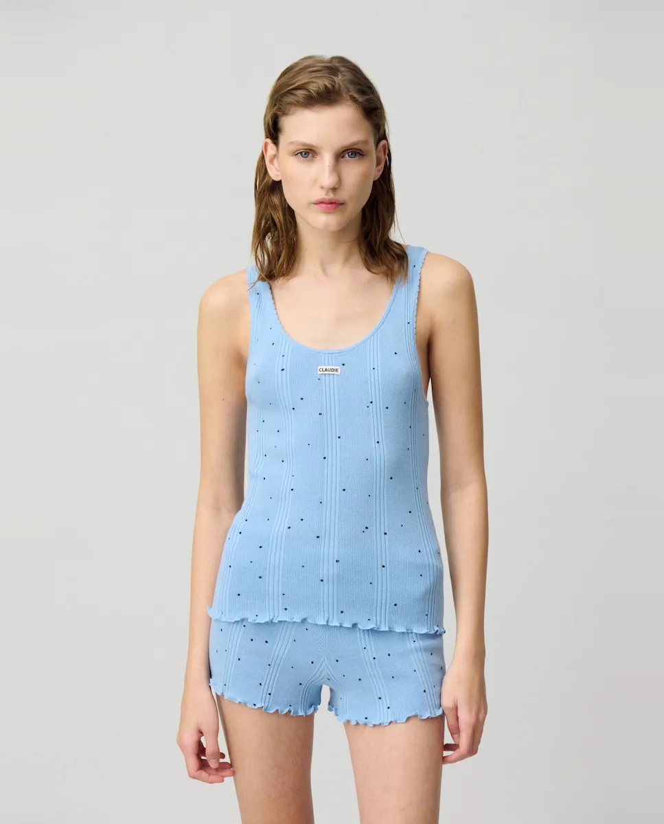Женский топ тонкой вязки в горошек Claudie Pierlot, синий
Женский топ тонкой вязки в горошек Claudie Pierlot, синий