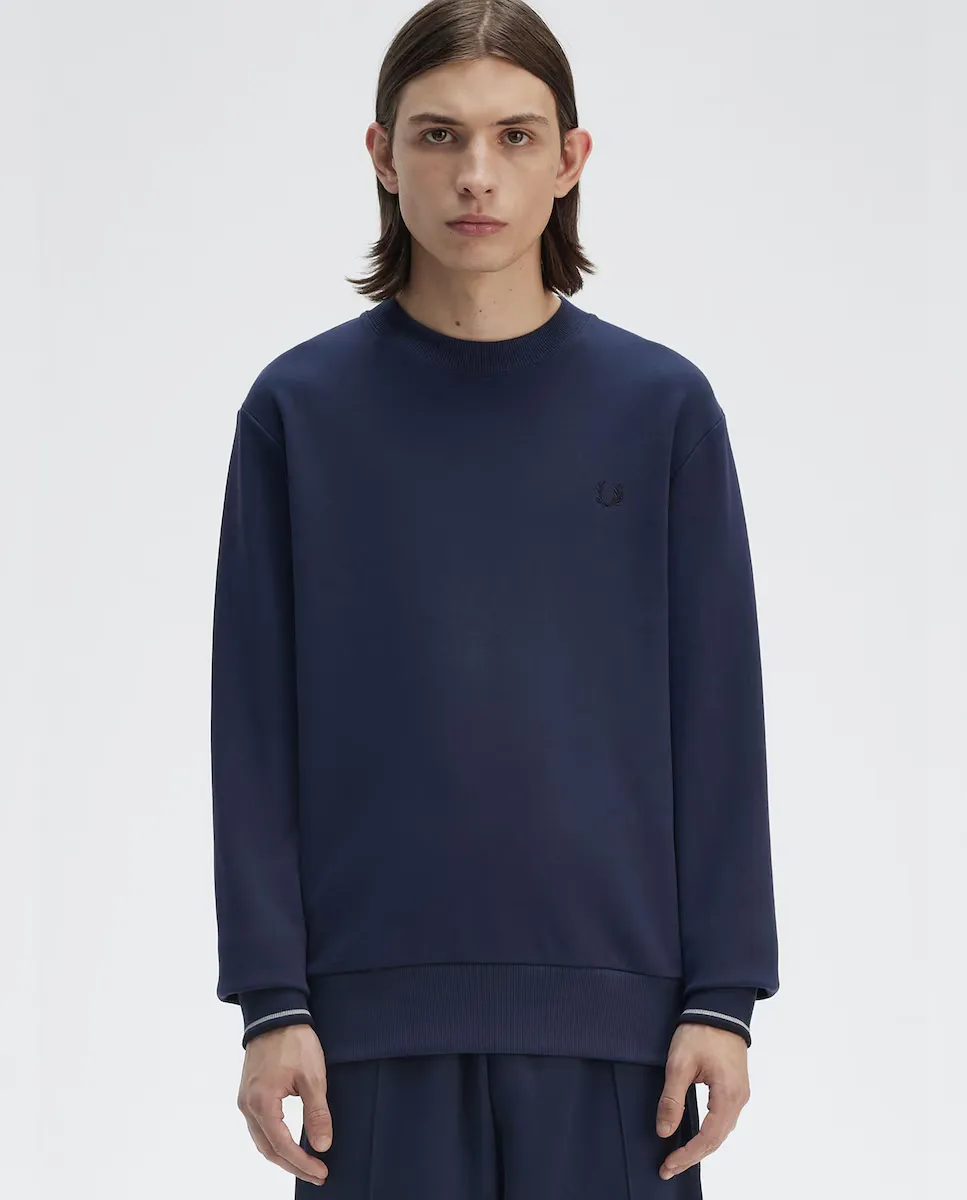 Мужской свитшот с круглым вырезом и отделкой в две полоски Fred Perry, синий
Мужской свитшот с круглым вырезом и отделкой в две полоски Fred Perry, синий