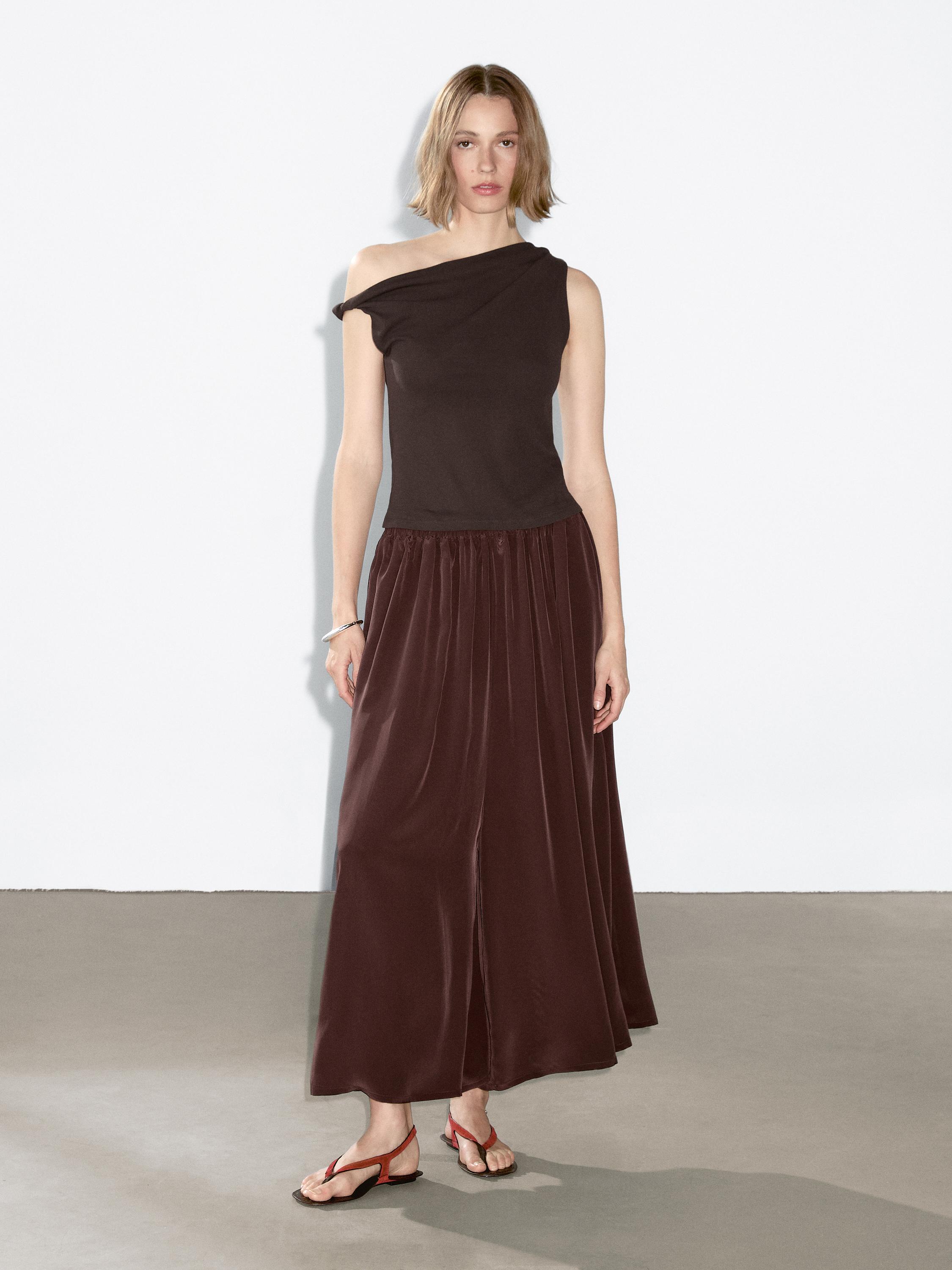 Юбка из струящейся технической ткани Massimo Dutti, бордовый
Юбка из струящейся технической ткани Massimo Dutti, бордовый