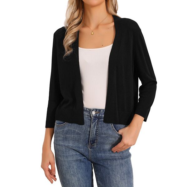 Кардиган с 3/4 рукавом и укороченным кроем для женщин, легкий болеро Inspire Chic, Black
Кардиган с 3/4 рукавом и укороченным кроем для женщин, легкий болеро Inspire Chic, Black