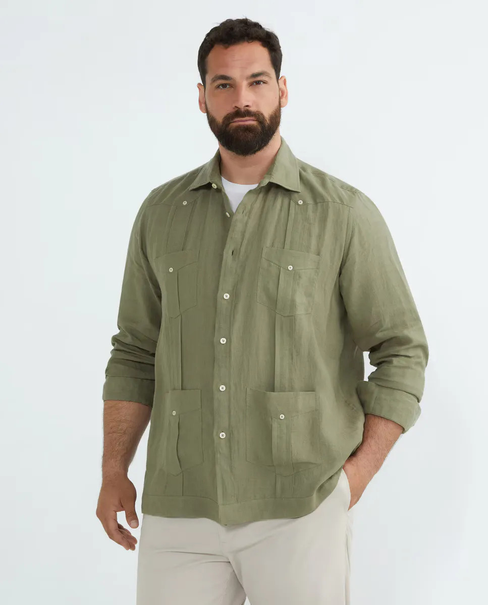 Гуаябера 100% однотонный лен с длинными рукавами, большие размеры Emidio Tucci, темно-зеленый
Гуаябера 100% однотонный лен с длинными рукавами, большие размеры Emidio Tucci, темно-зеленый