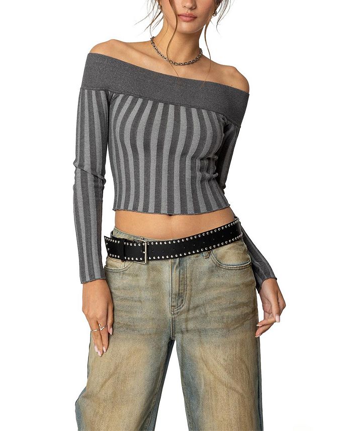 Дарин офф-шолдер вязаный топ Edikted, серый
Дарин офф-шолдер вязаный топ Edikted, серый