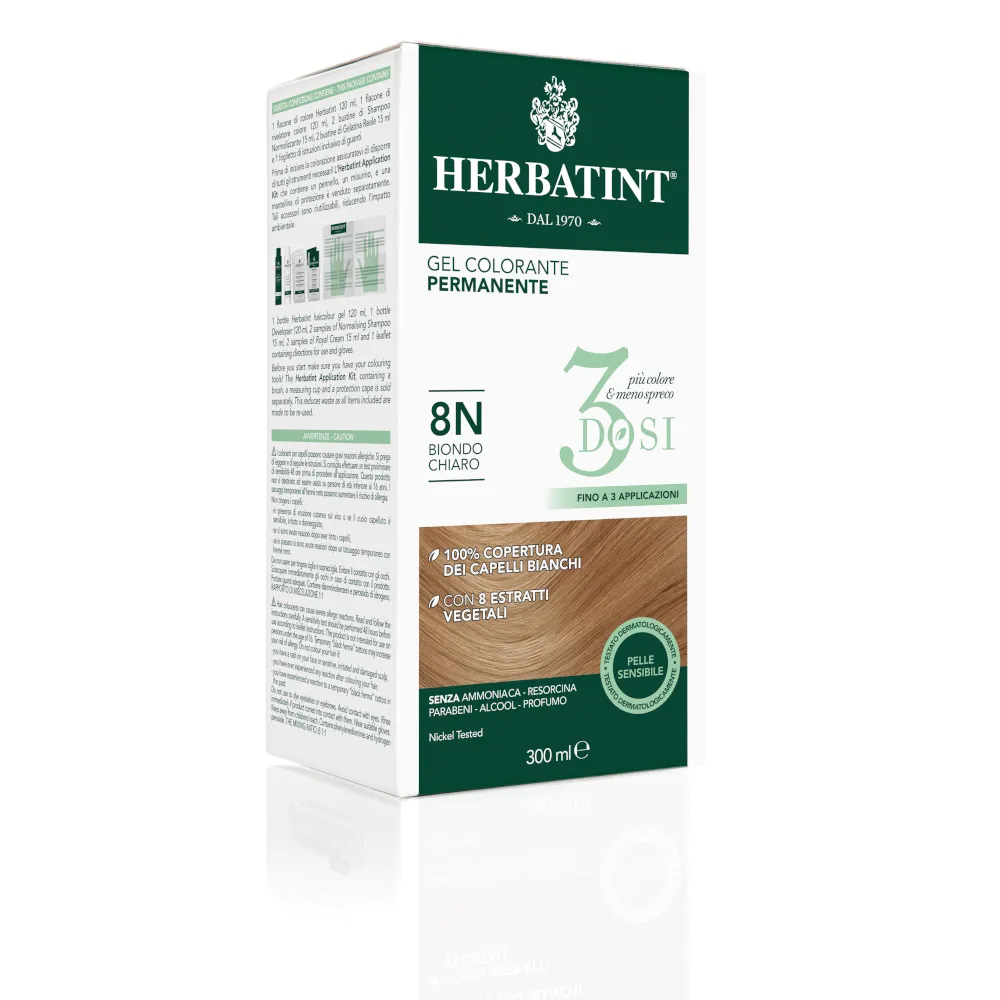 Перманентная краска-гель для волос Herbatint 3Dose 8N Светлый блондин 300 мл
Перманентная краска-гель для волос Herbatint 3Dose 8N Светлый блондин 300 мл