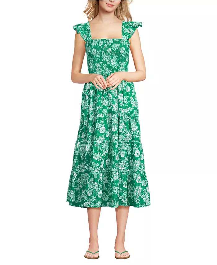 Женское хлопковое платье с рельефной вышивкой и рюшами на бретелях Lands' End, зеленый
Женское хлопковое платье с рельефной вышивкой и рюшами на бретелях Lands' End, зеленый