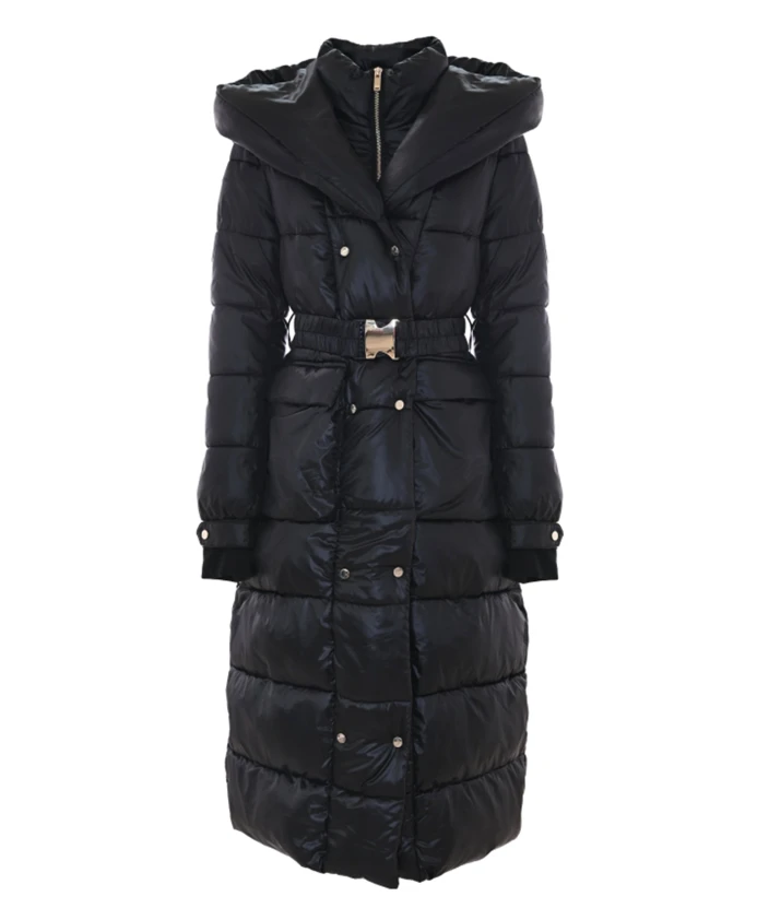 Утепленный двубортный пуховик с поясом Kocca, черный
Утепленный двубортный пуховик с поясом Kocca, черный