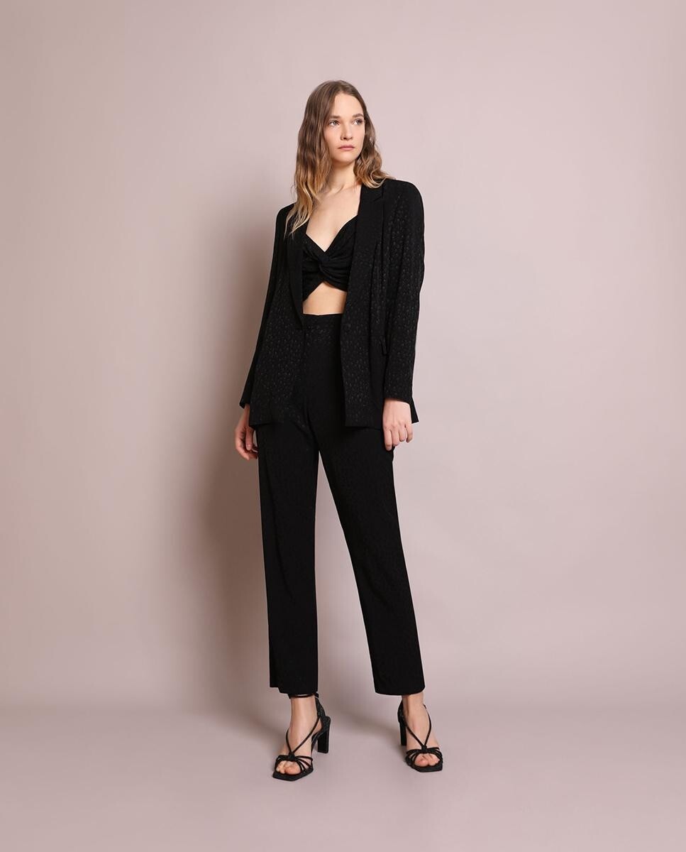 Прямые женские брюки из жаккарда с черепами и звездами черного цвета Scalpers, черный
Прямые женские брюки из жаккарда с черепами и звездами черного цвета Scalpers, черный