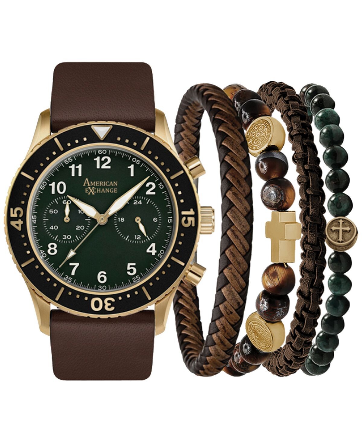 Подарочный набор мужских часов с ремешком из искусственной кожи 44 мм American Exchange
Подарочный набор мужских часов с ремешком из искусственной кожи 44 мм American Exchange