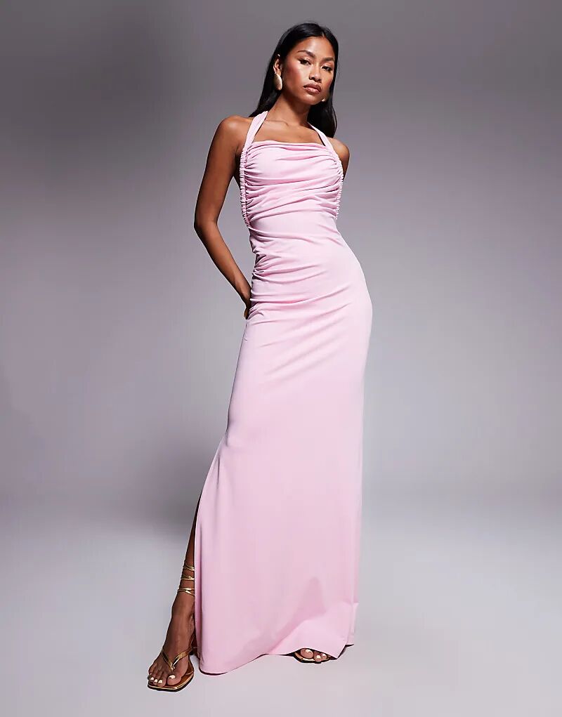 Платье макси Aria Cove, двухслойное, облегающее, асимметричное, с вырезом халтер и низкой завязкой на спине, розового цвета
Платье макси Aria Cove, двухслойное, облегающее, асимметричное, с вырезом халтер и низкой завязкой на спине, розового цвета