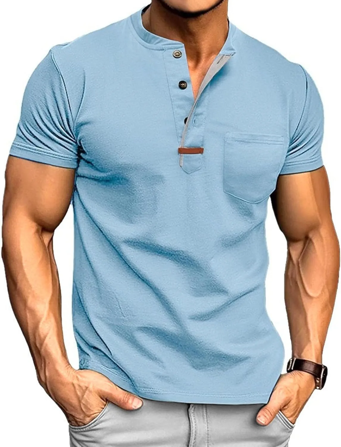 Мужская футболка с воротником хенри и нагрудным карманом Zylphorix
Мужская футболка с воротником хенри и нагрудным карманом Zylphorix