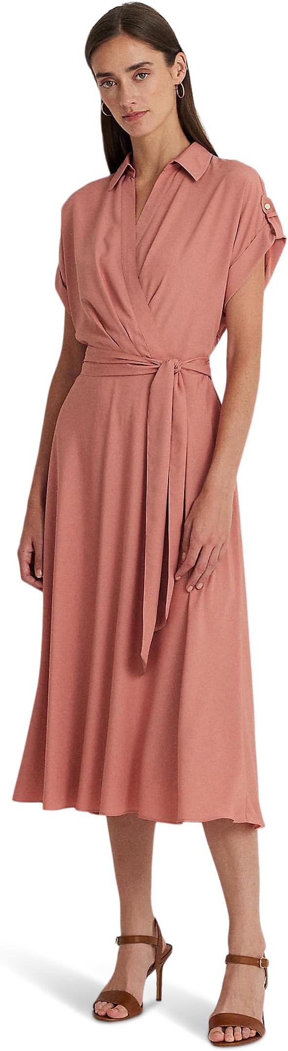 Платье Lauren Ralph Lauren Belted Crepe Dress, цвет Pink Mahogany 
Платье Lauren Ralph Lauren Belted Crepe Dress, цвет Pink Mahogany