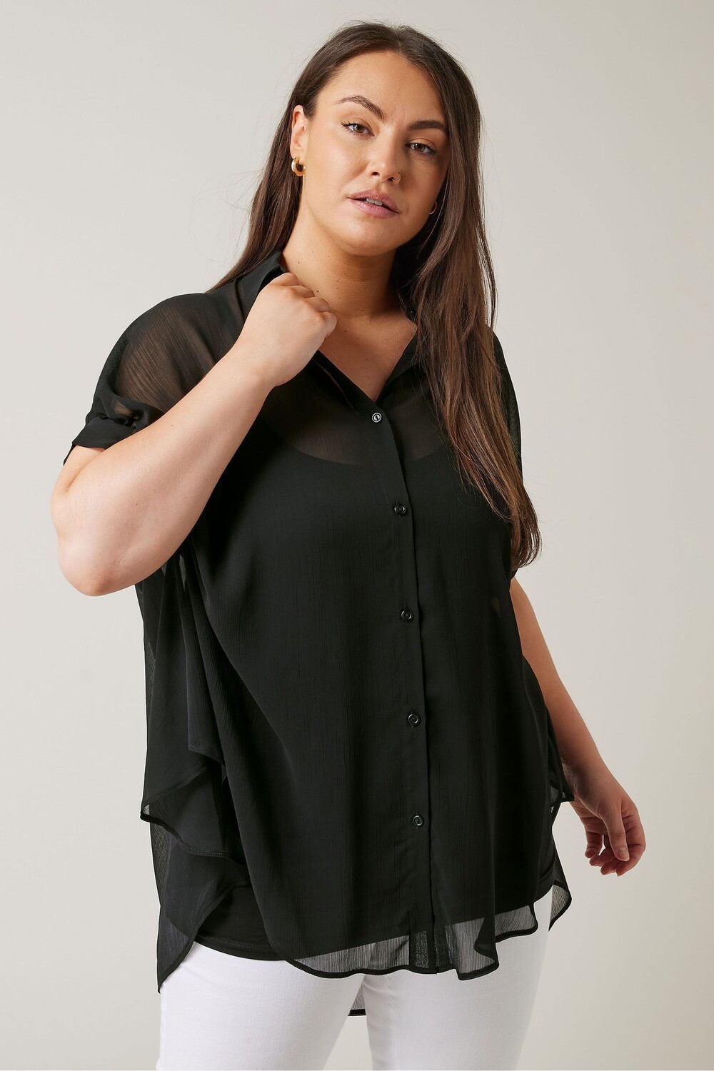 Изогнутая прозрачная блузка «летучая мышь» Evans, черный
Изогнутая прозрачная блузка «летучая мышь» Evans, черный