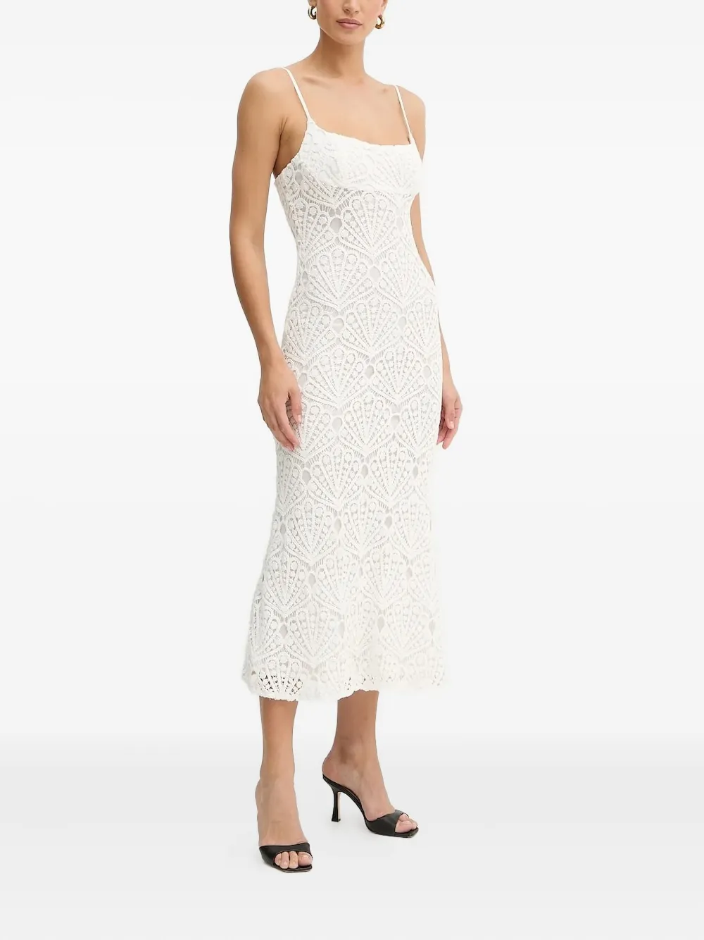 Платье миди с кружевной вставкой Bardot, белый
Платье миди с кружевной вставкой Bardot, белый