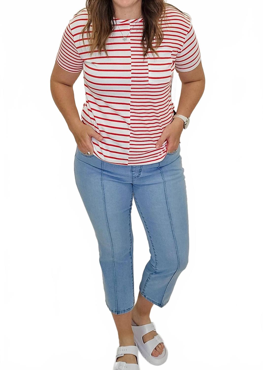 Укороченные джинсы с защипами и клешем цвета светло-индиго Multiples, индиго
Укороченные джинсы с защипами и клешем цвета светло-индиго Multiples, индиго