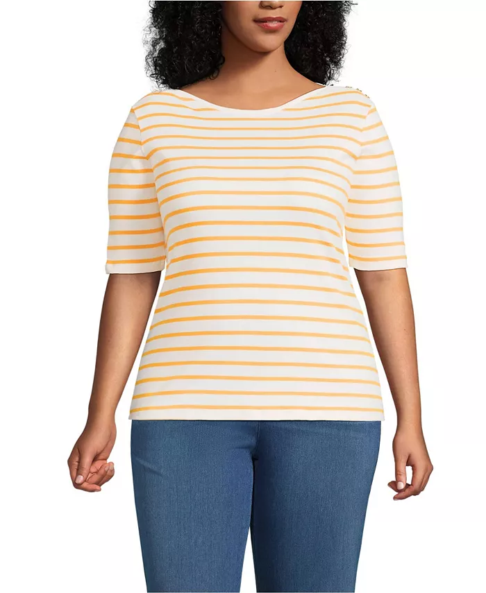 Футболка размера плюс из хлопка Supima с рукавами локтями и вырезом-лодочкой на пуговицах на плечах Lands' End, белый
Футболка размера плюс из хлопка Supima с рукавами локтями и вырезом-лодочкой на пуговицах на плечах Lands' End, белый