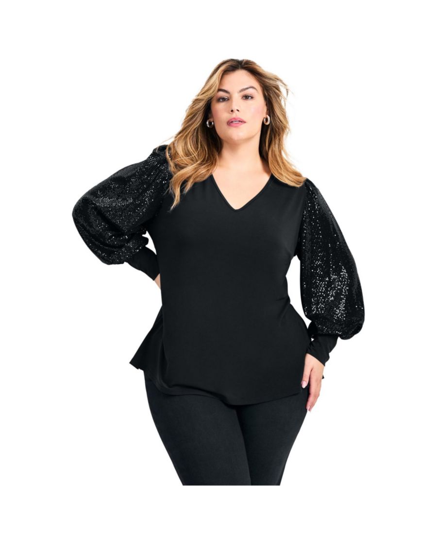 Женский гламурный топ с рукавами, украшенными пайетками AVENUE, Black
Женский гламурный топ с рукавами, украшенными пайетками AVENUE, Black