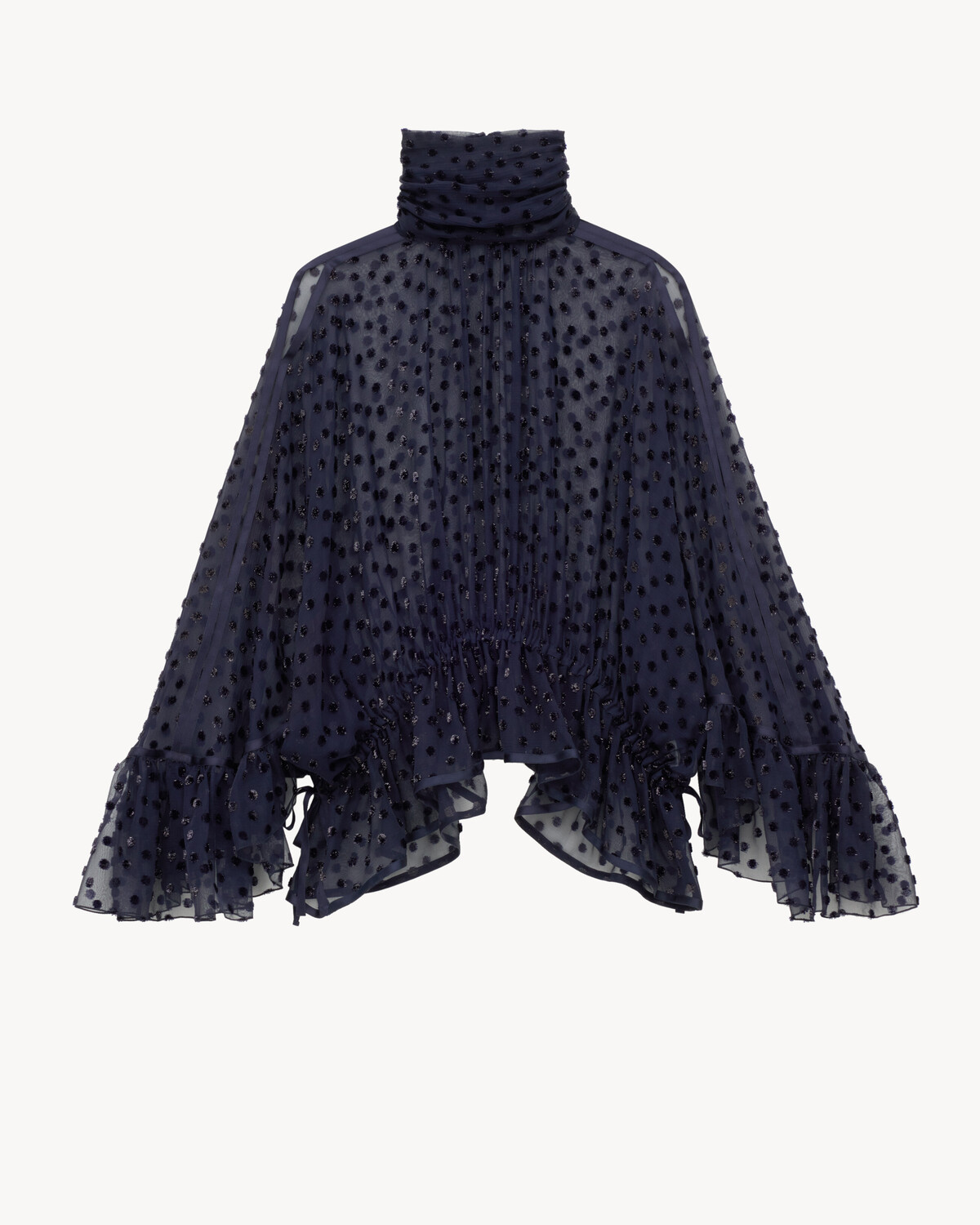 Объемная блуза из шелкового муслина с бархатным ламе в горох Saint Laurent, синий
Объемная блуза из шелкового муслина с бархатным ламе в горох Saint Laurent, синий