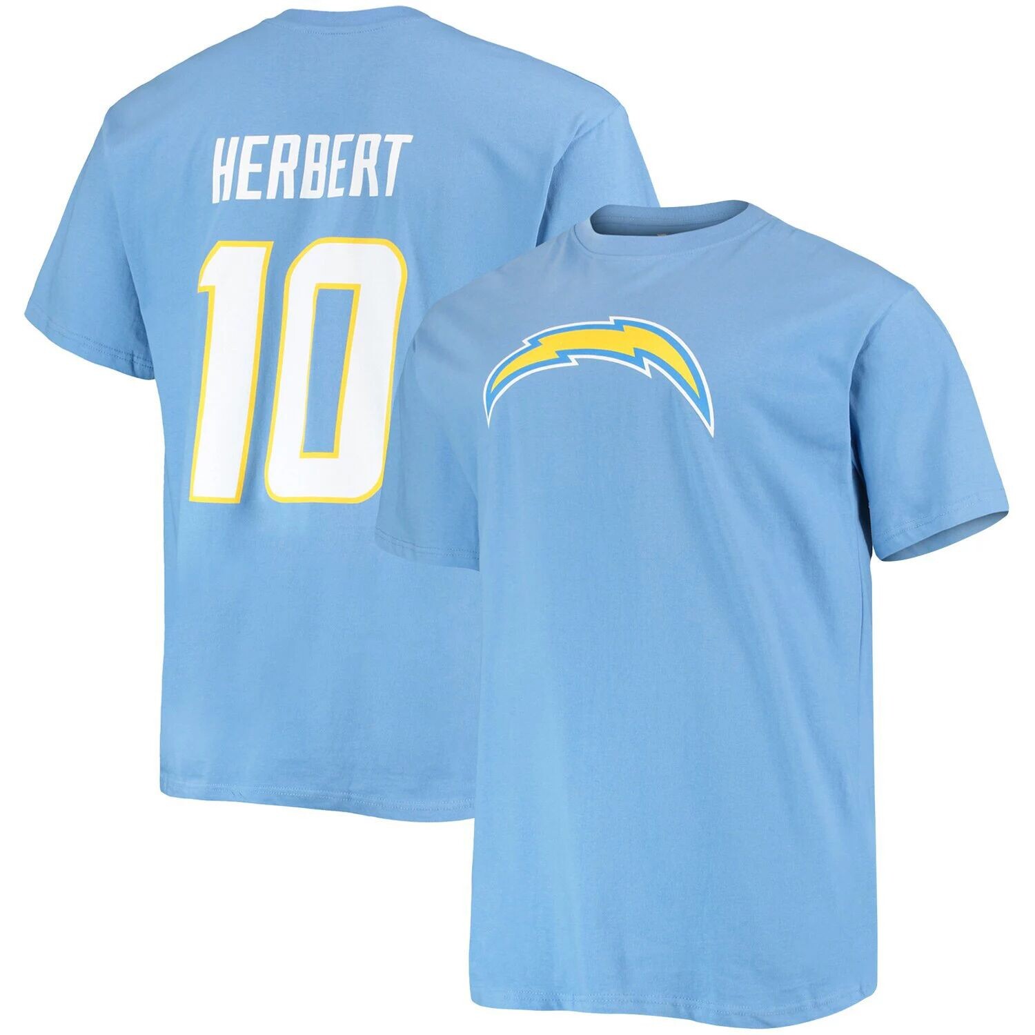 Мужская футболка с логотипом Justin Herbert Powder Blue Los Angeles Chargers Big & Tall с именем и номером игрока Fanatics
Мужская футболка с логотипом Justin Herbert Powder Blue Los Angeles Chargers Big & Tall с именем и номером игрока Fanatics