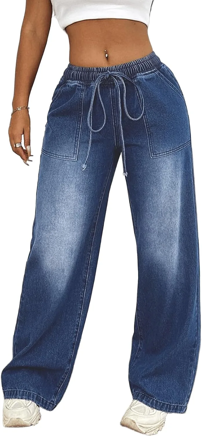 Джинсы с кулиской и широкими штанинами для женщин, High Elastic Waist, прямые Wonyier
Джинсы с кулиской и широкими штанинами для женщин, High Elastic Waist, прямые Wonyier