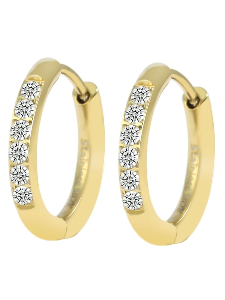 Adeliás Женские серьги - серьги-кольца на шарнирах из нержавеющей стали с золотыми стразами
Adeliás Женские серьги - серьги-кольца на шарнирах из нержавеющей стали с золотыми стразами