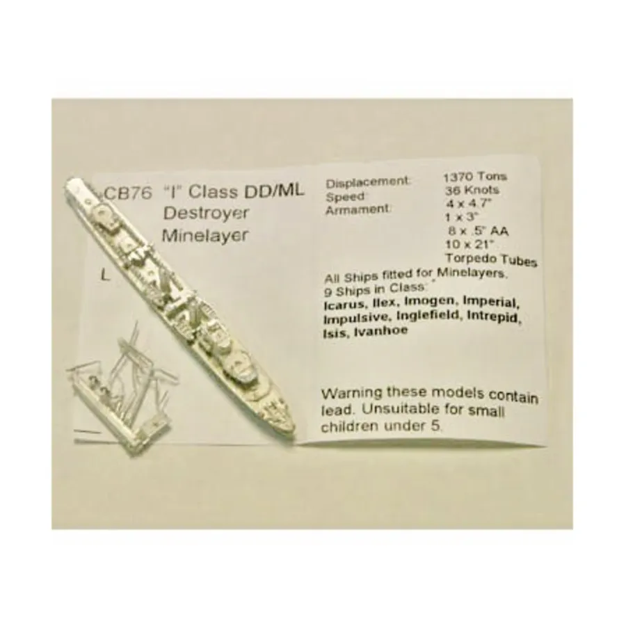Королевский флот "I" класса DD/ML, Figurehead Ships - WWII Coastal Forces - British (1:1250) (Noble Miniatures)
Королевский флот "I" класса DD/ML, Figurehead Ships - WWII Coastal Forces - British (1:1250) (Noble Miniatures)