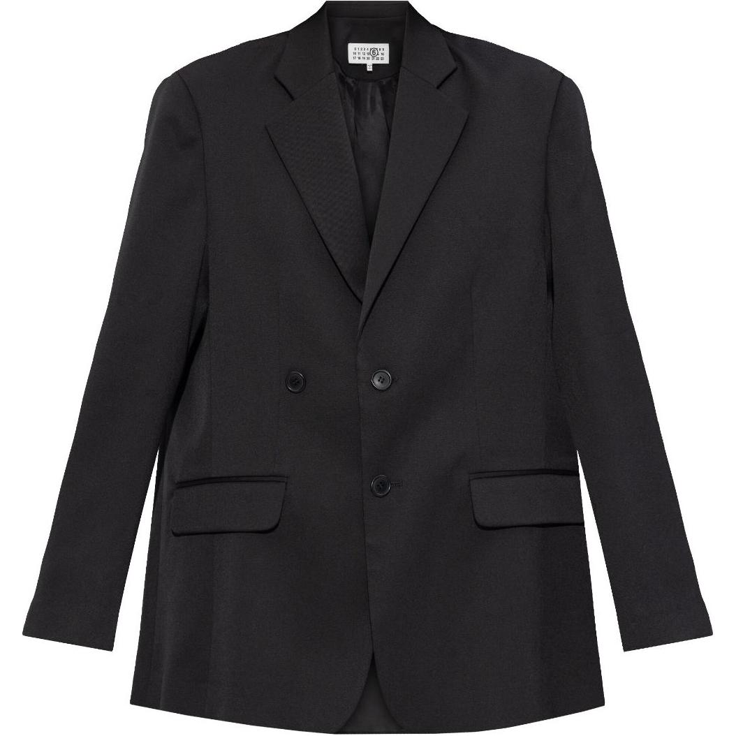MM6 Maison Margiela Двубортный классический блейзер, Black
MM6 Maison Margiela Двубортный классический блейзер, Black