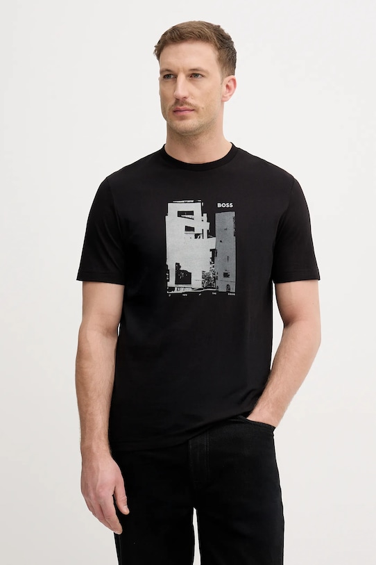 Хлопковая футболка te_imprint BOSS Orange, черный
Хлопковая футболка te_imprint BOSS Orange, черный