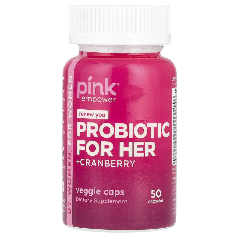 Pink, Probiotic for Her + Cranberry`` 50 капсул
Pink, Probiotic for Her + Cranberry`` 50 капсул