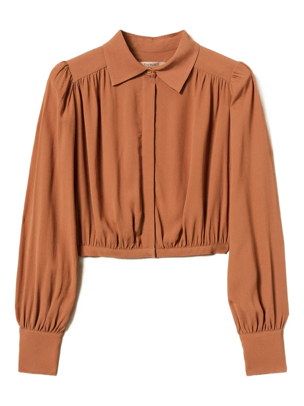 Укороченная рубашка с присборенными манжетами TWINSET, коричневый
Укороченная рубашка с присборенными манжетами TWINSET, коричневый