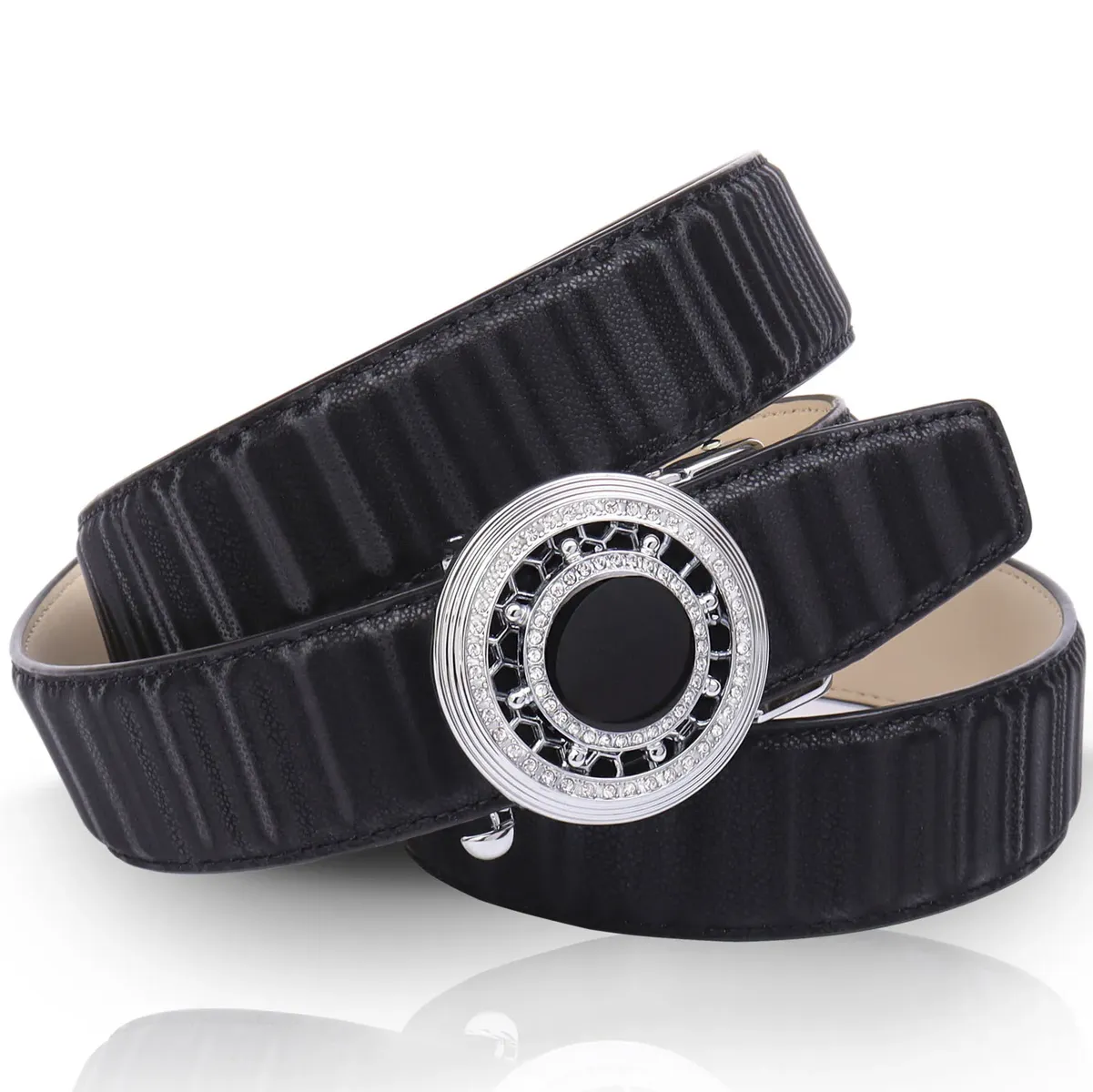 Кожаный ремень Anthoni Crown с автоматической застежкой серебристого цвета и вращающимся рулевым колесом, черный
Кожаный ремень Anthoni Crown с автоматической застежкой серебристого цвета и вращающимся рулевым колесом, черный