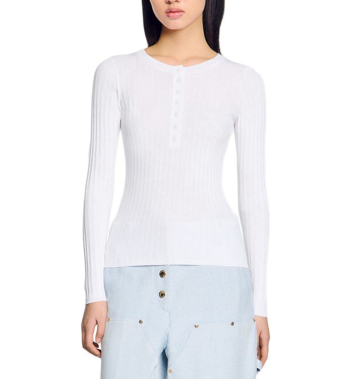 Ребристый свитер с тунисским воротником Sandro, белый
Ребристый свитер с тунисским воротником Sandro, белый