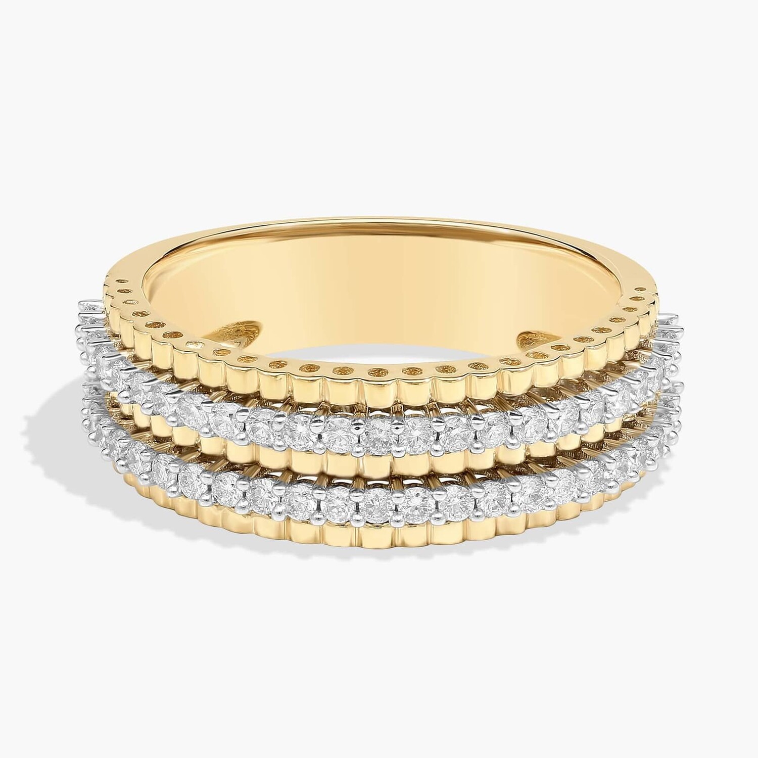 Кольцо с двумя рядами бриллиантов в двух тонах из желтого золота 14 карат (1/2 карата). Blue Nile
Кольцо с двумя рядами бриллиантов в двух тонах из желтого золота 14 карат (1/2 карата). Blue Nile